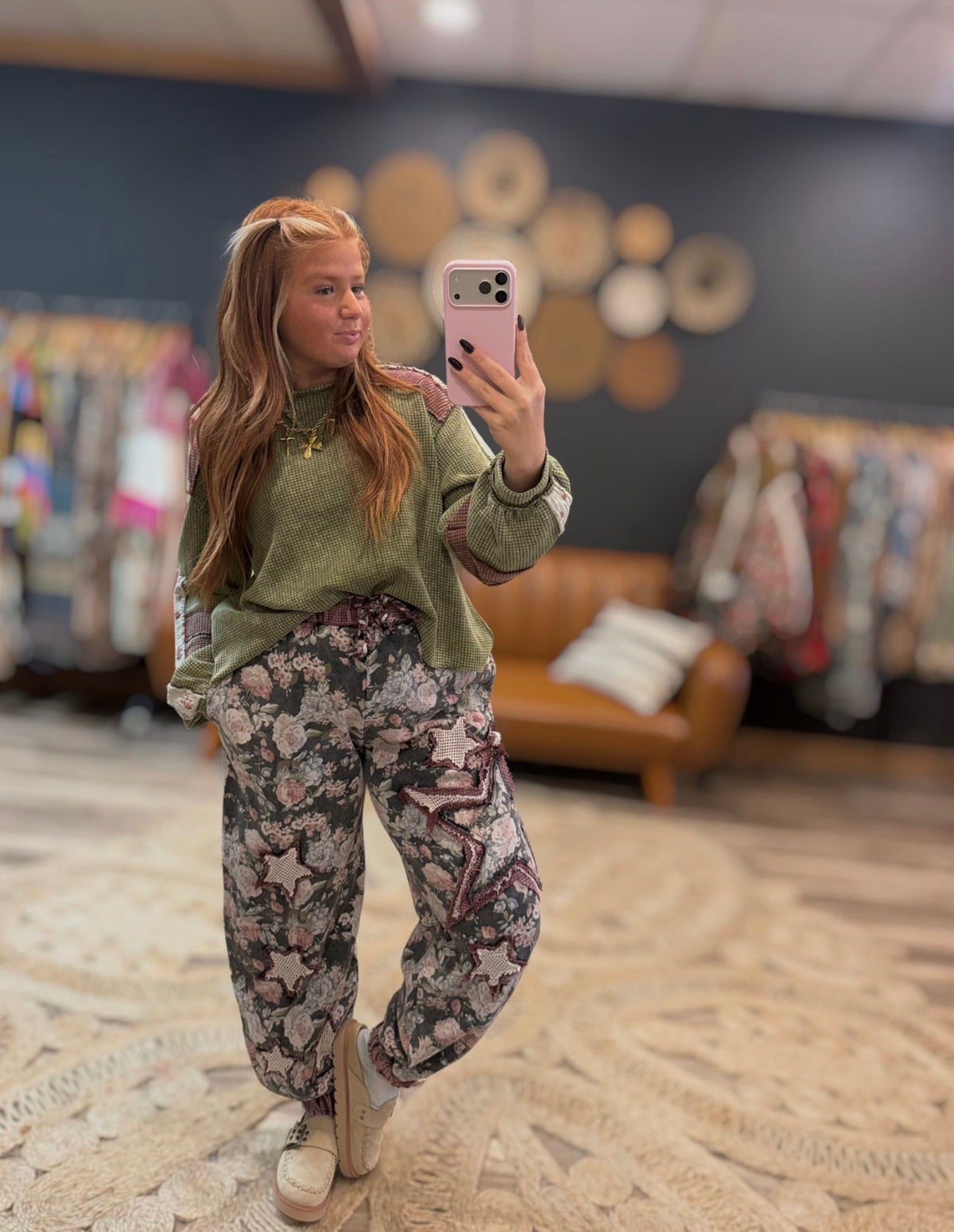 Navy Floral Joggers
