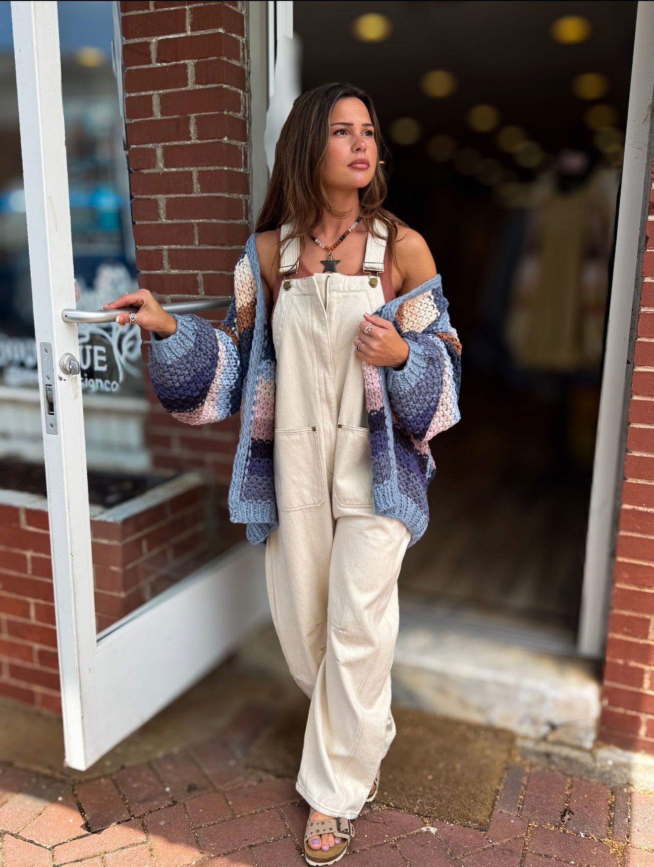 Cream Wide Leg Overalls