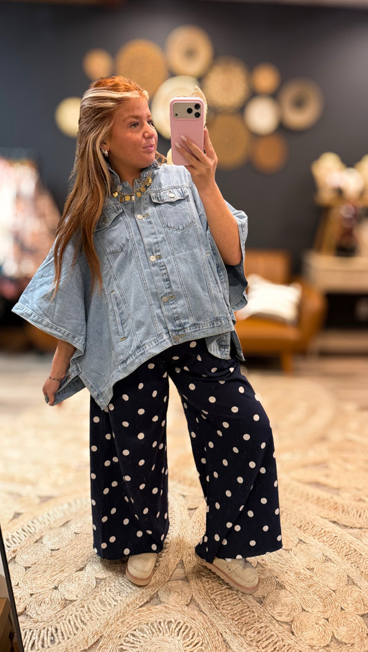 Washed Denim Flowy Top