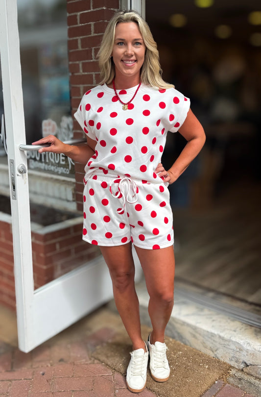 White/Red Polka Dot Set
