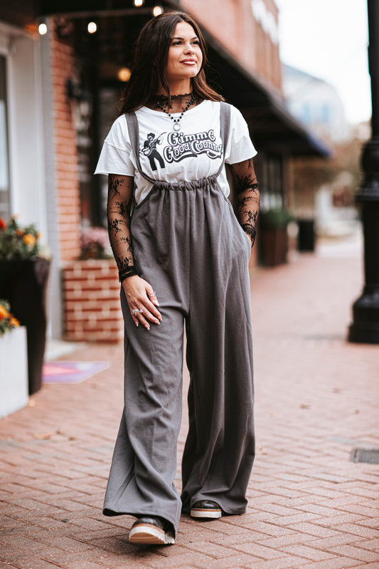 Gray Drawstring Jumpsuit