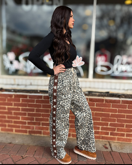 White Star Leopard Pants