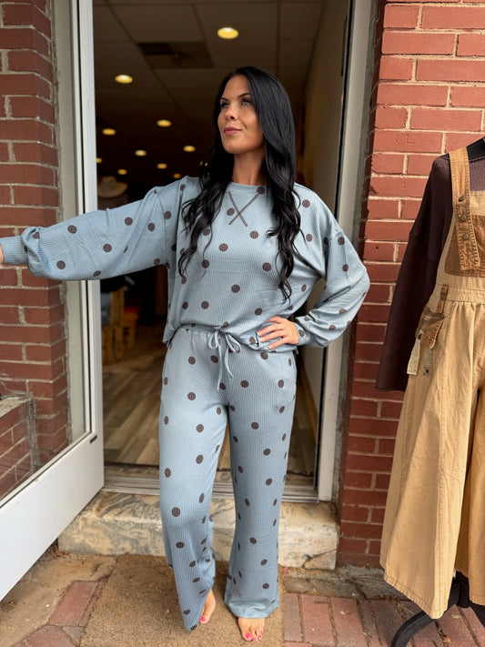Slate Blue Polka Dot Pants
