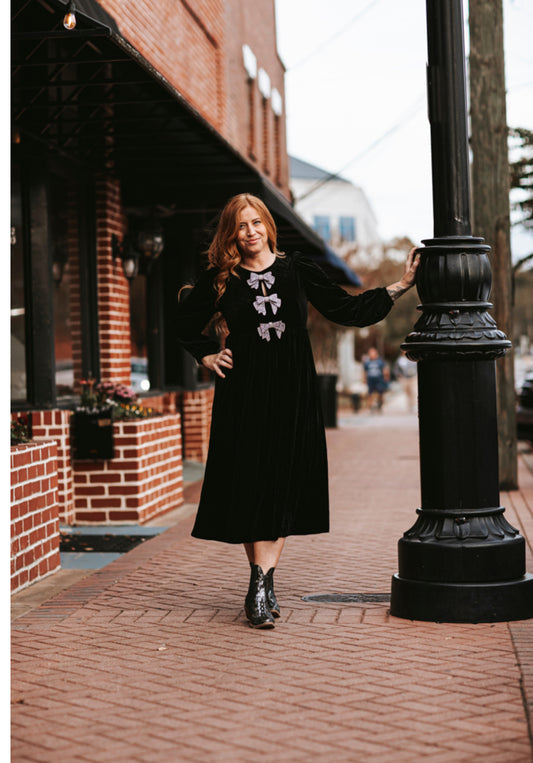 Black Silver Bow Dress