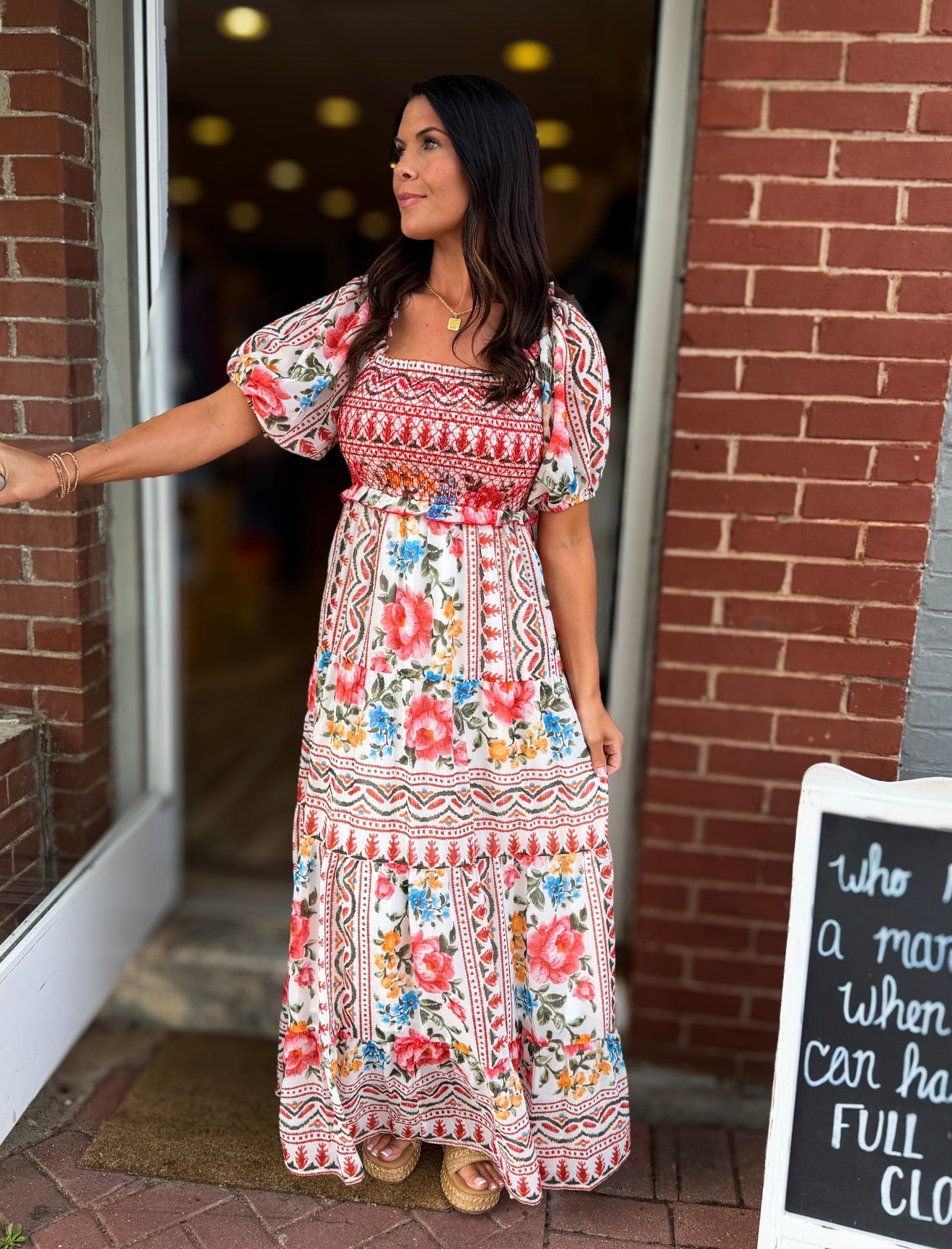 White Multi Print Dress