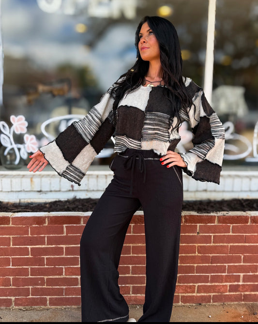 Black Patchwork Top