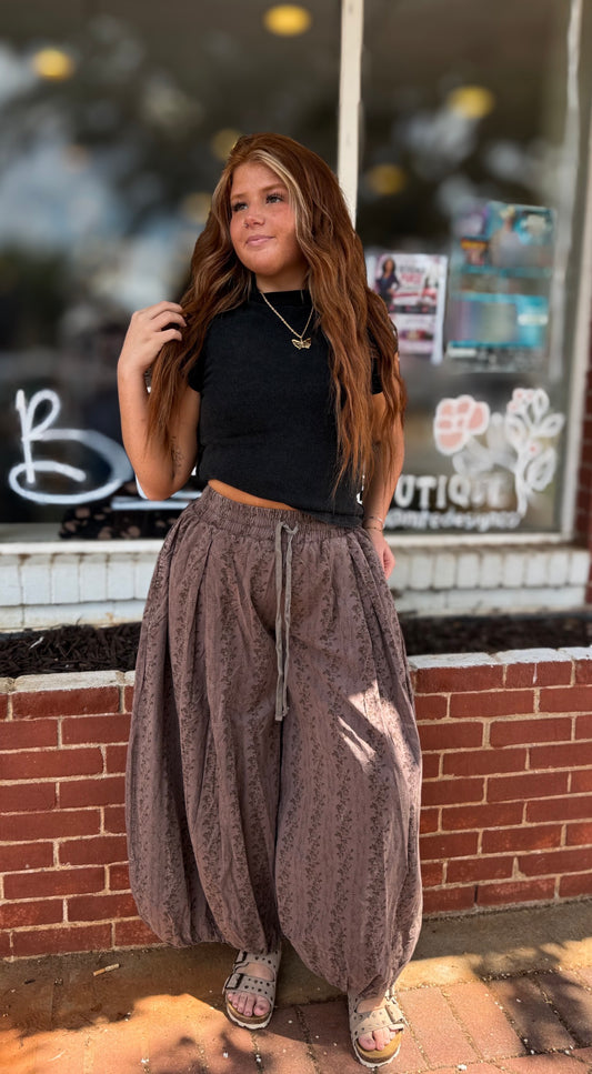Ash Brown Floral Pants