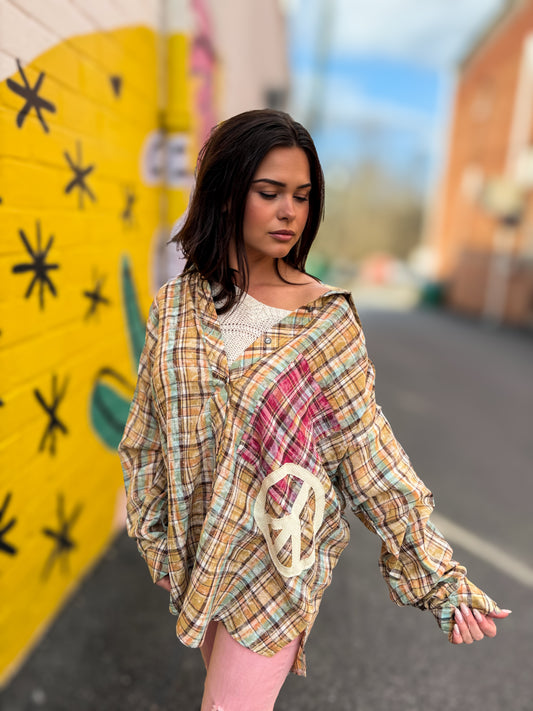 Sage Peace Flannel Top