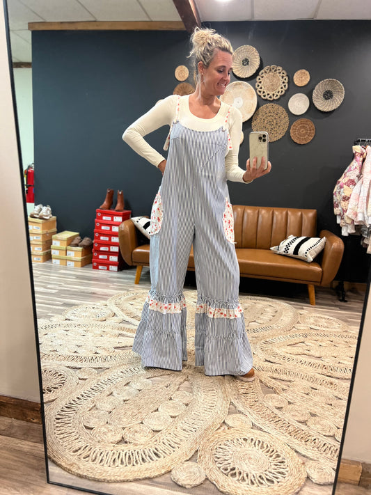 Blue Stripe Overalls