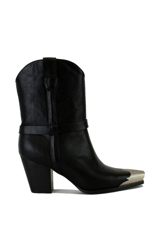 Black Metal Cap Boots