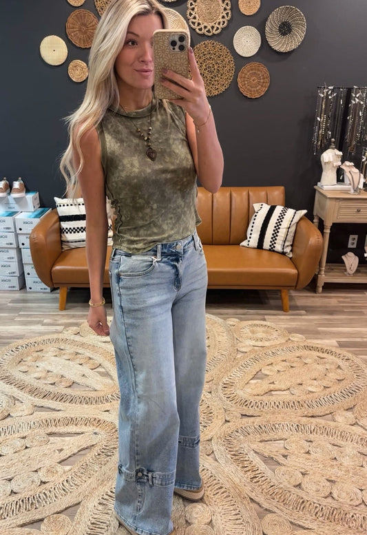 Cello Detail Cuff Denim Jeans