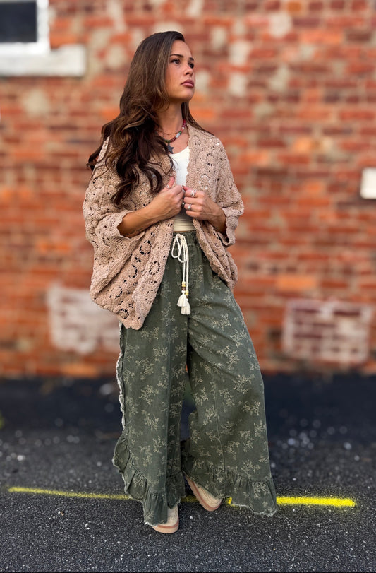 Olive Ruffle Pants