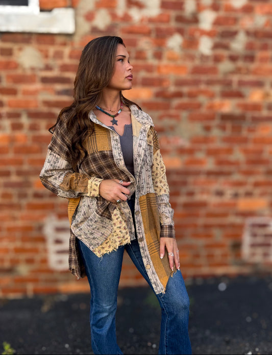 Sand/Brown Flannel Top