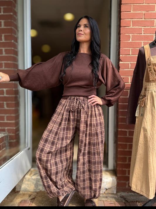 Plaid Balloon Pants