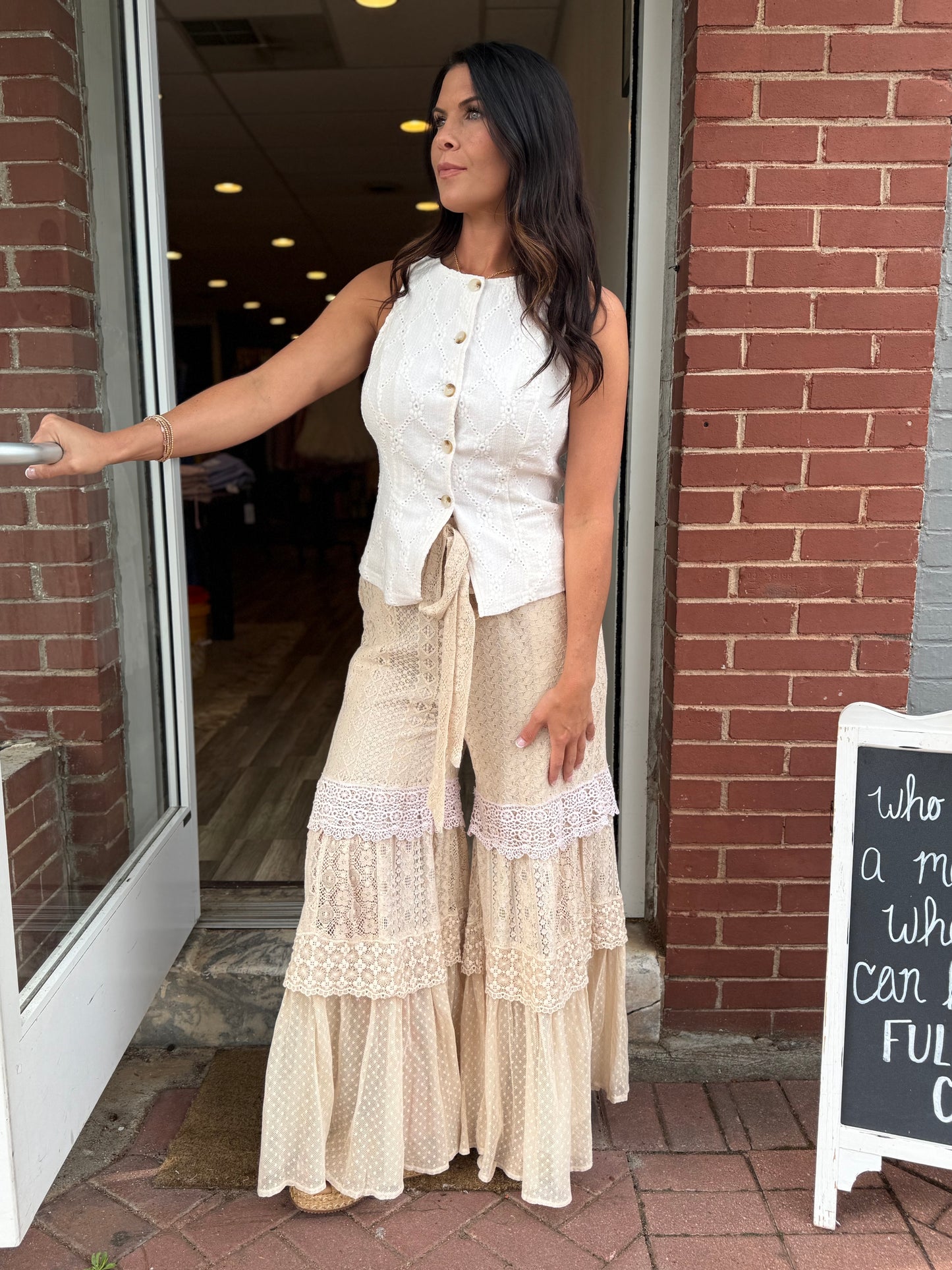 Cream Button Vest