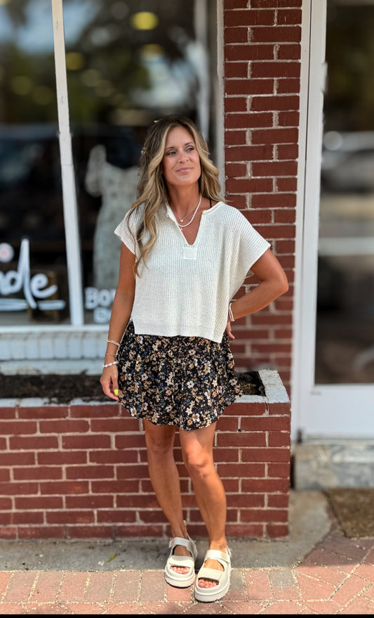 Black Multi Floral Skort