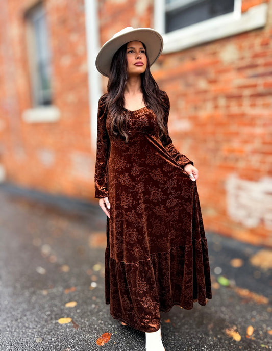 Mocha Velvet Maxi Dress