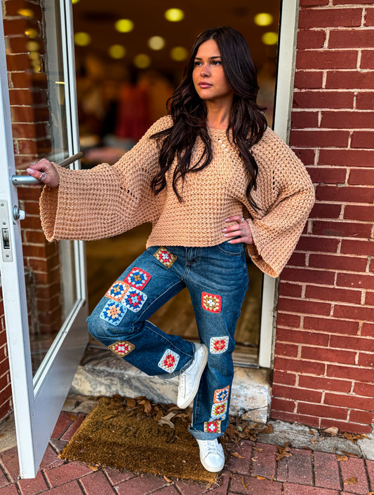 Crochet Square Denim
