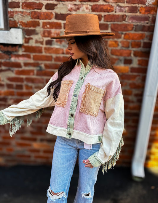 Pink Block Twill Jacket