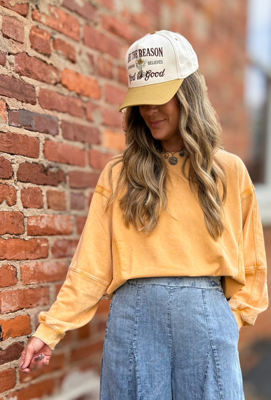 Camel Crochet Patch Top