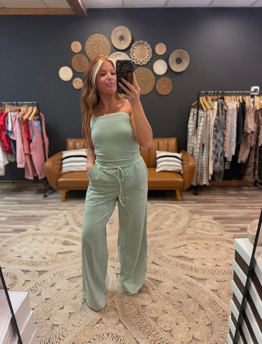Mint Stripe Pant Set
