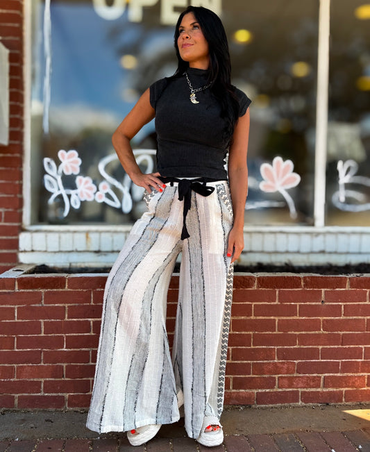 Black Tie Wide Leg Pants