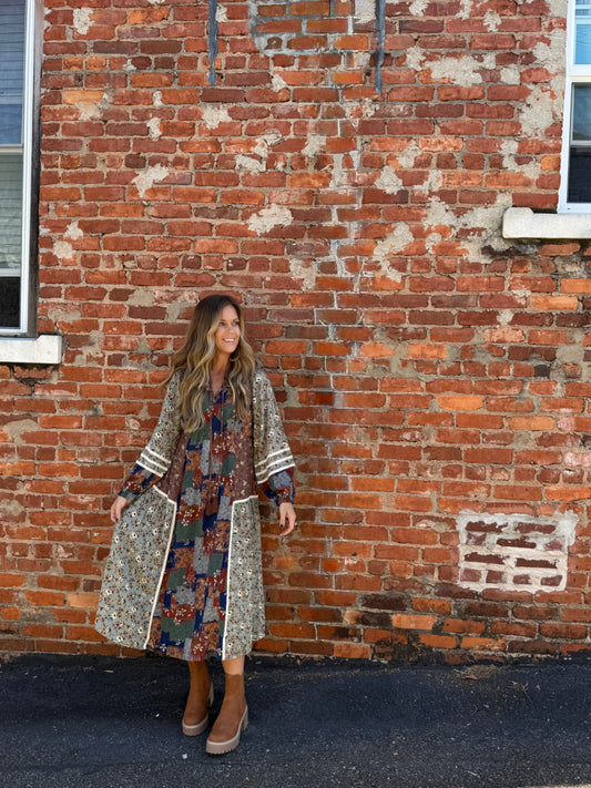 Brown Multi Boho Dress