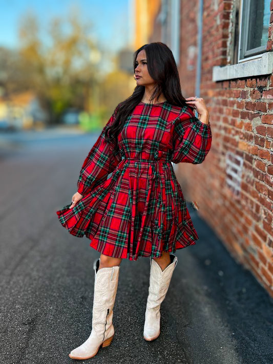 Red Combo Woven Dress