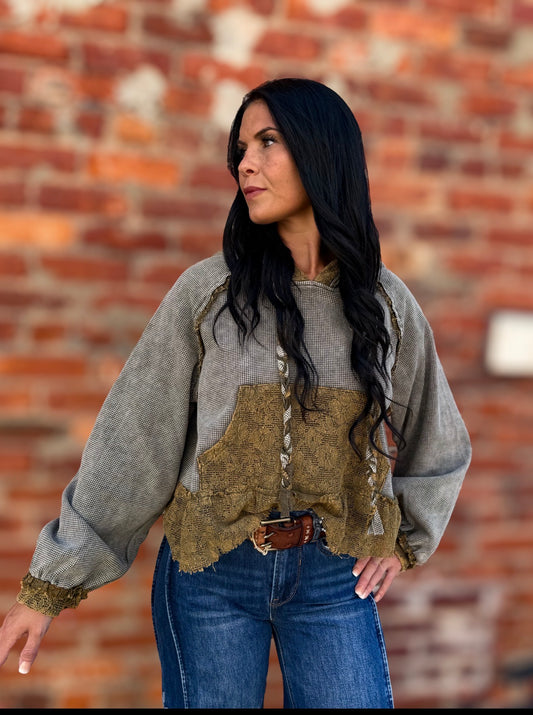 Olive Floral Knit Top