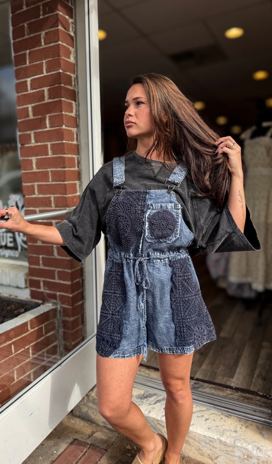 Denim Short Overalls