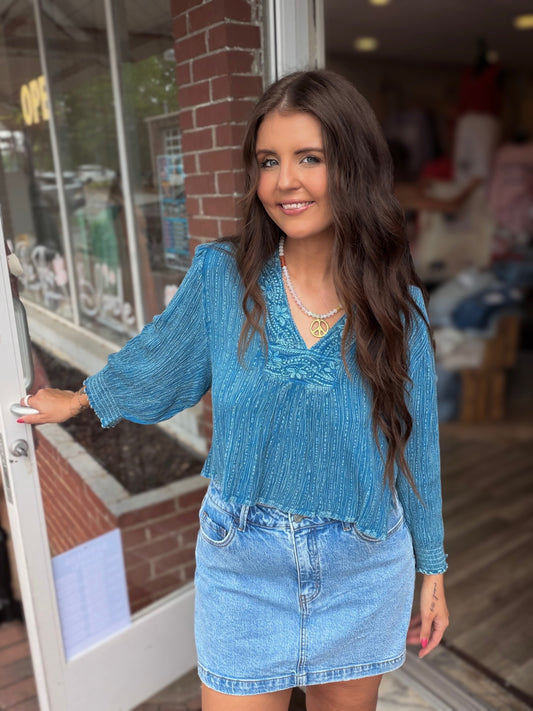 Denim Blue L/S Top
