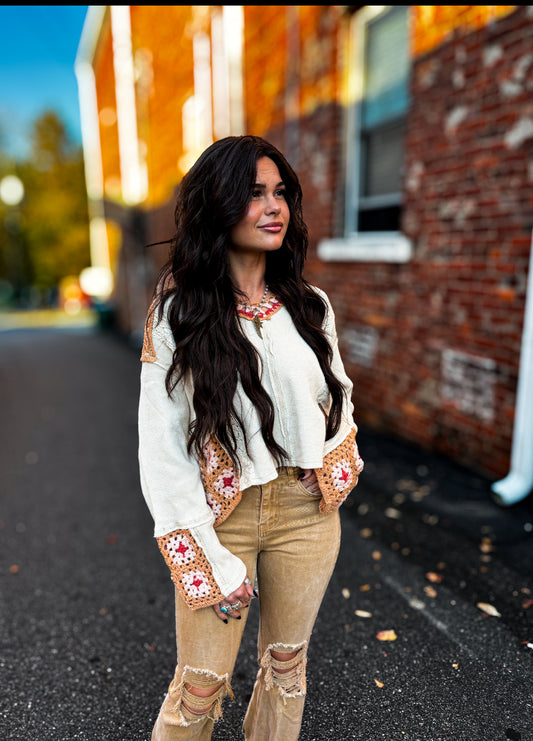 Wheat/Brick Crochet Top