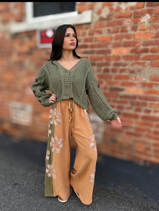 Rust Multi Flower Pants