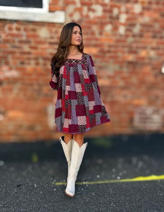 Plum Multi Patch Dress