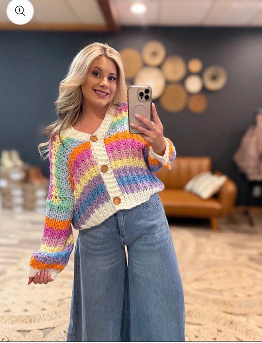 Rainbow Button Cardigan