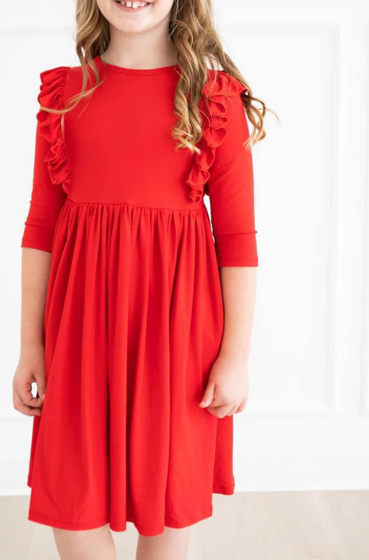 Kids Red Ruffle Dress