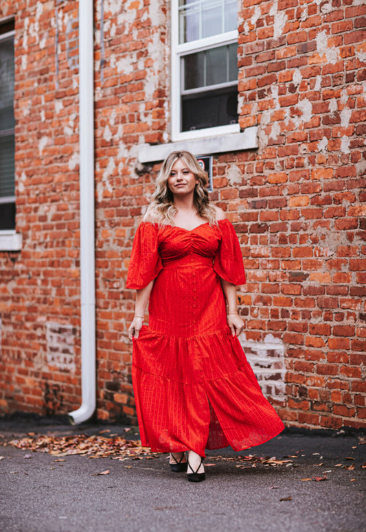 Red Swiss Dotted Dress