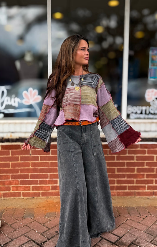 Powder Brick Patchwork Top