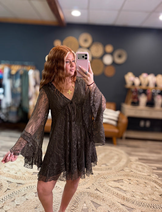 Dark Brown Lace Dress