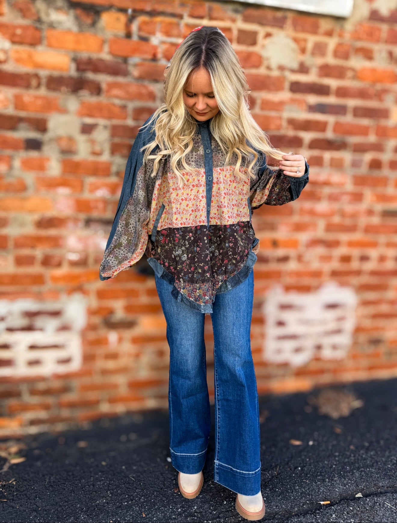 Denim Vintage Floral Top