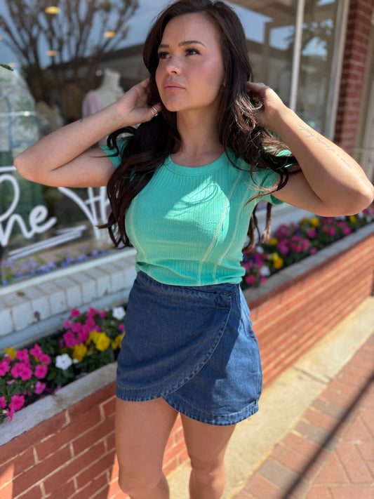 Denim Wrap Skort