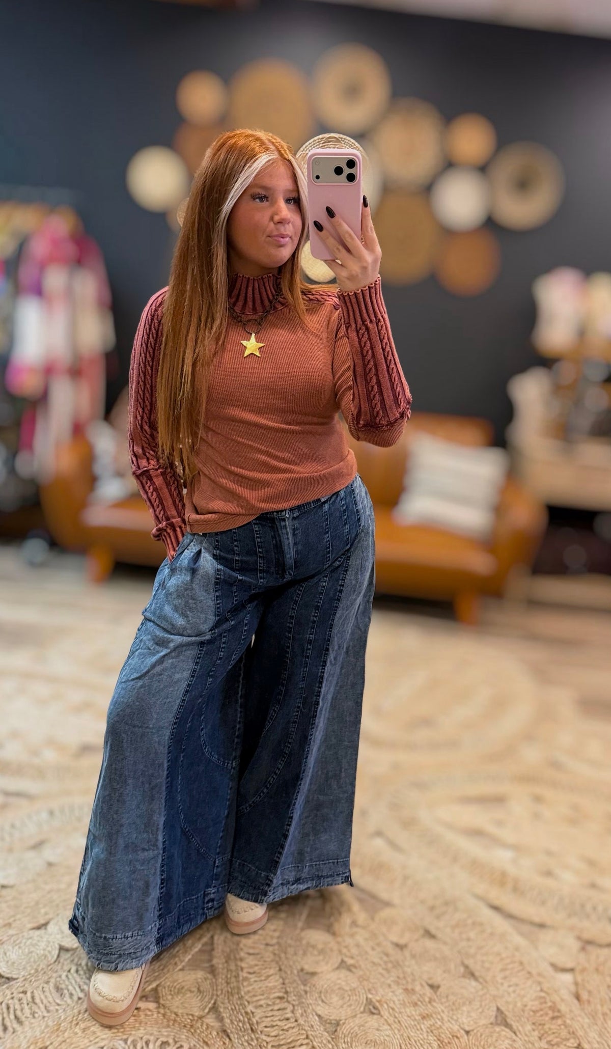 Washed Denim Pants