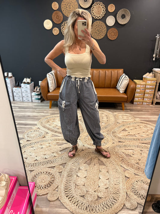 Denim Stripped Pants
