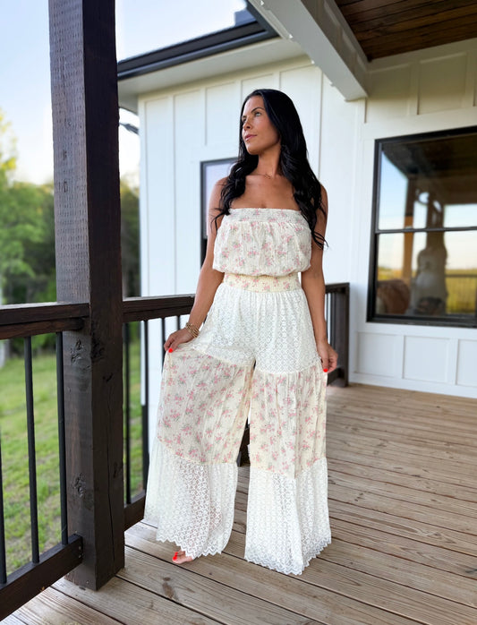Mixed Fabric Jumpsuit