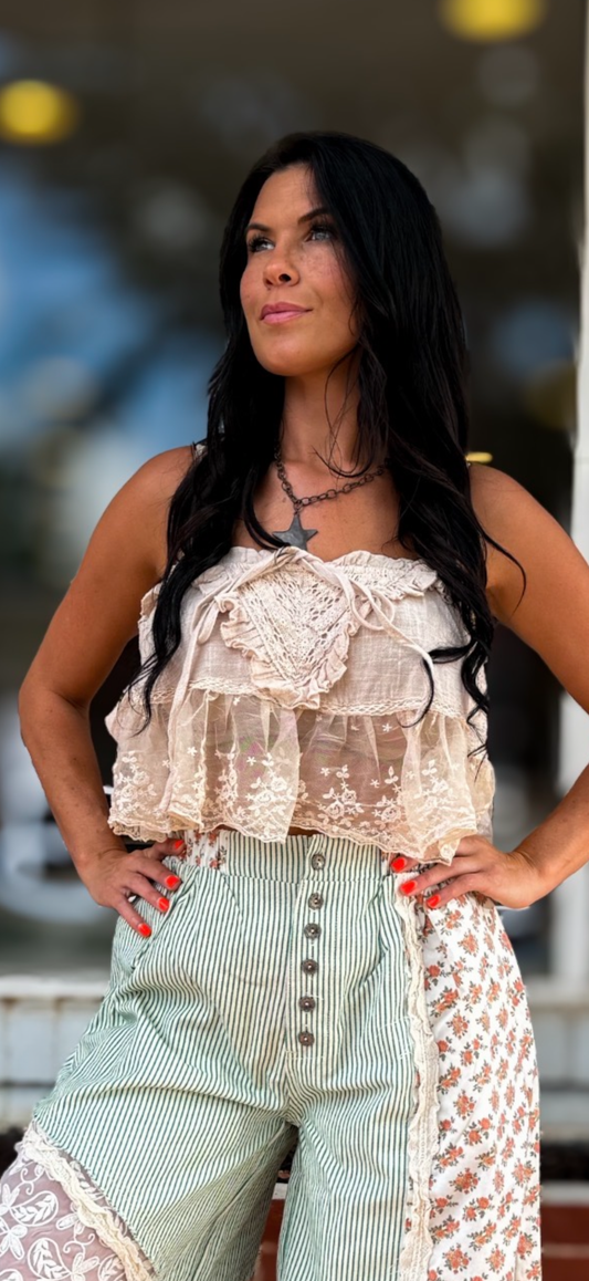 Almond Lace Ruffle Top