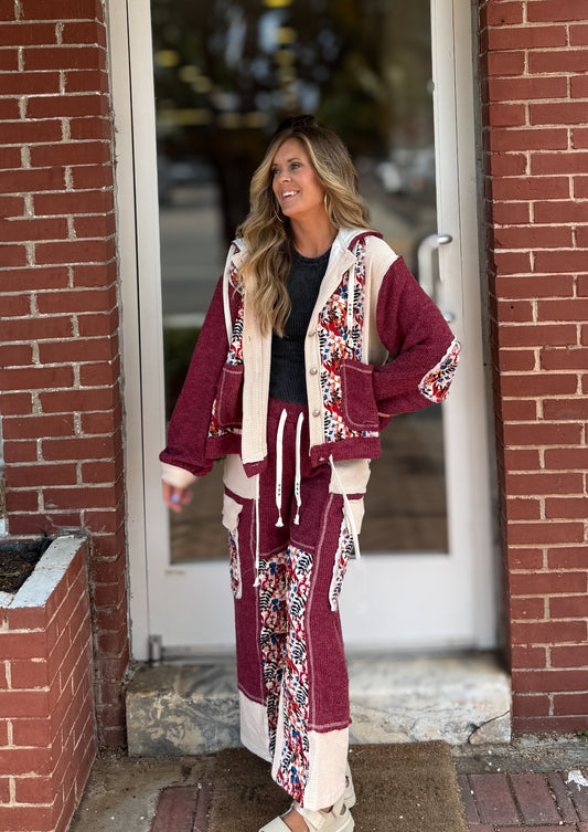 Burgundy Floral Pants