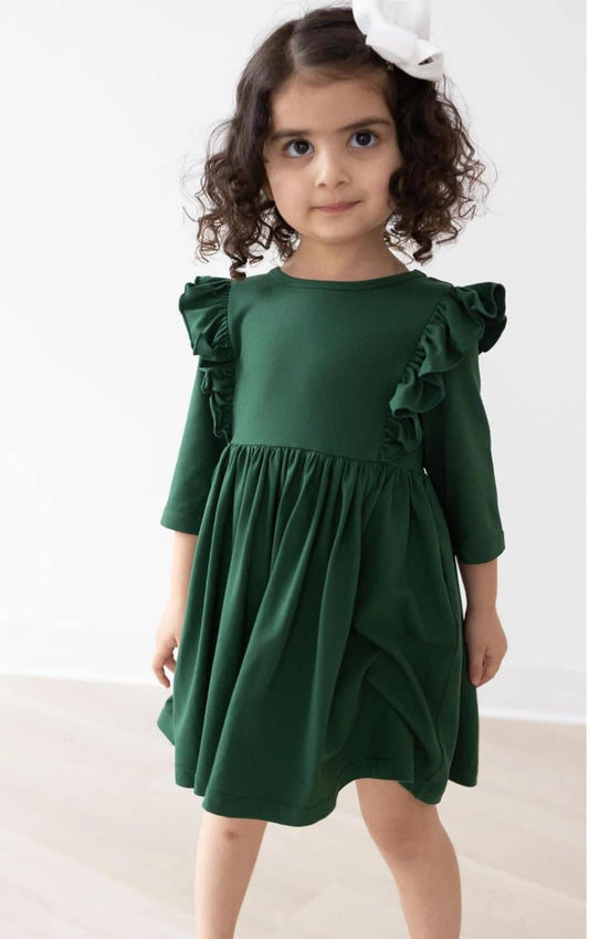 Kids Green Ruffle Dress