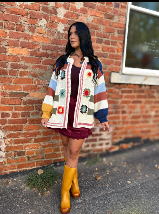 Cream Multi Cardigan