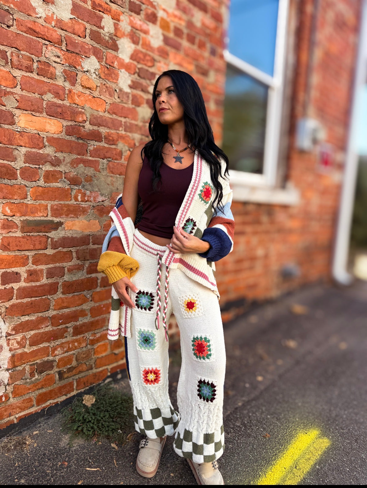 Cream Multi Sweater Pants