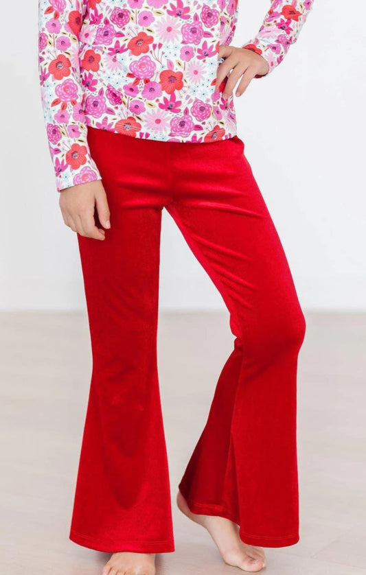 Kids Red Velvet Pants